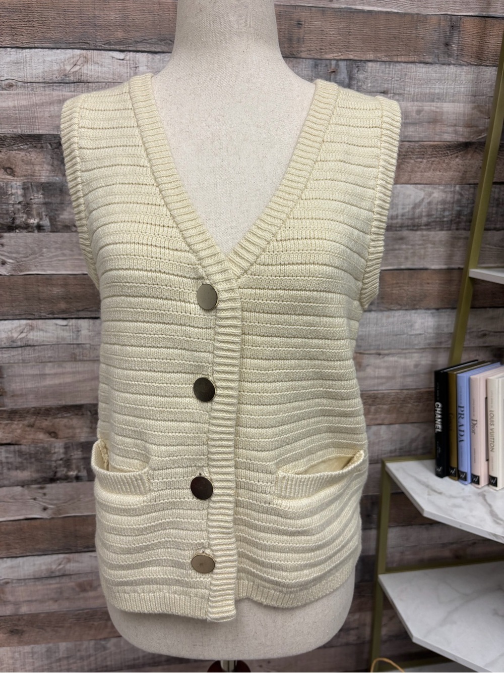 Sanctuary Cream Sleeveless Knit Sweater